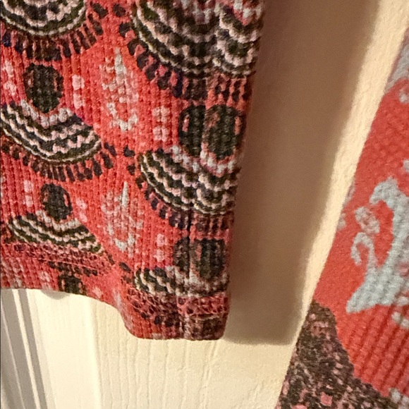 Free People Red and Black Patterned Long Sleeve Top - Picture 5 of 10